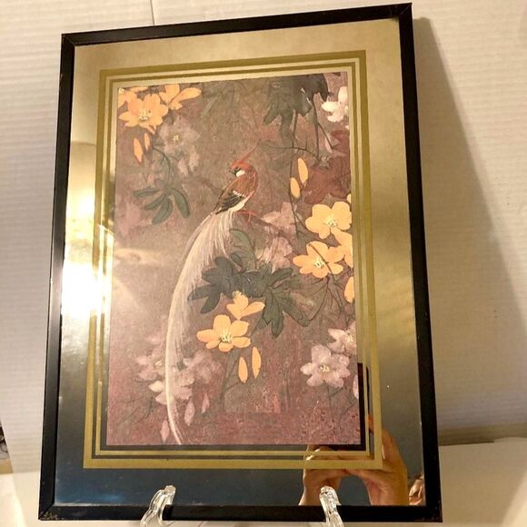 BRYTONE Long Feathered Bird Mirror Vintage Mechanical Mirror Works 16 x 12 in - Picture 1 of 6